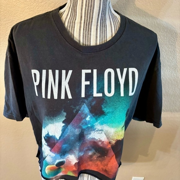 Pink Floyd Tee XL Retro Wash Scissor Hem Black Dark Side of the Moon Album - Picture 3 of 12